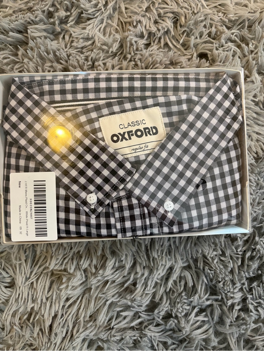 Men’s Black & White Gingham Button-Down Shirt